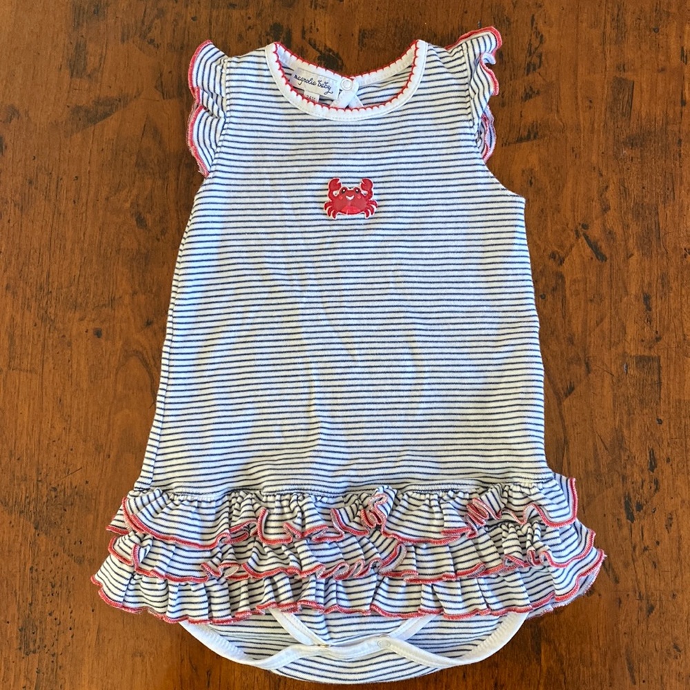 Magnolia baby happy crab ruffled onesie
